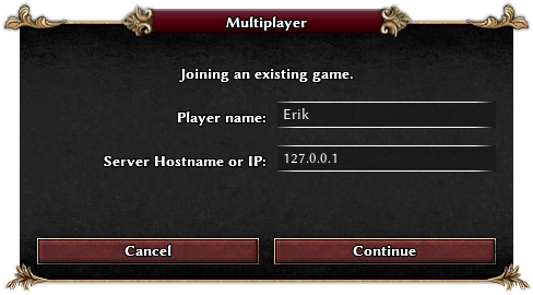 Screenshot of multiplayer join window